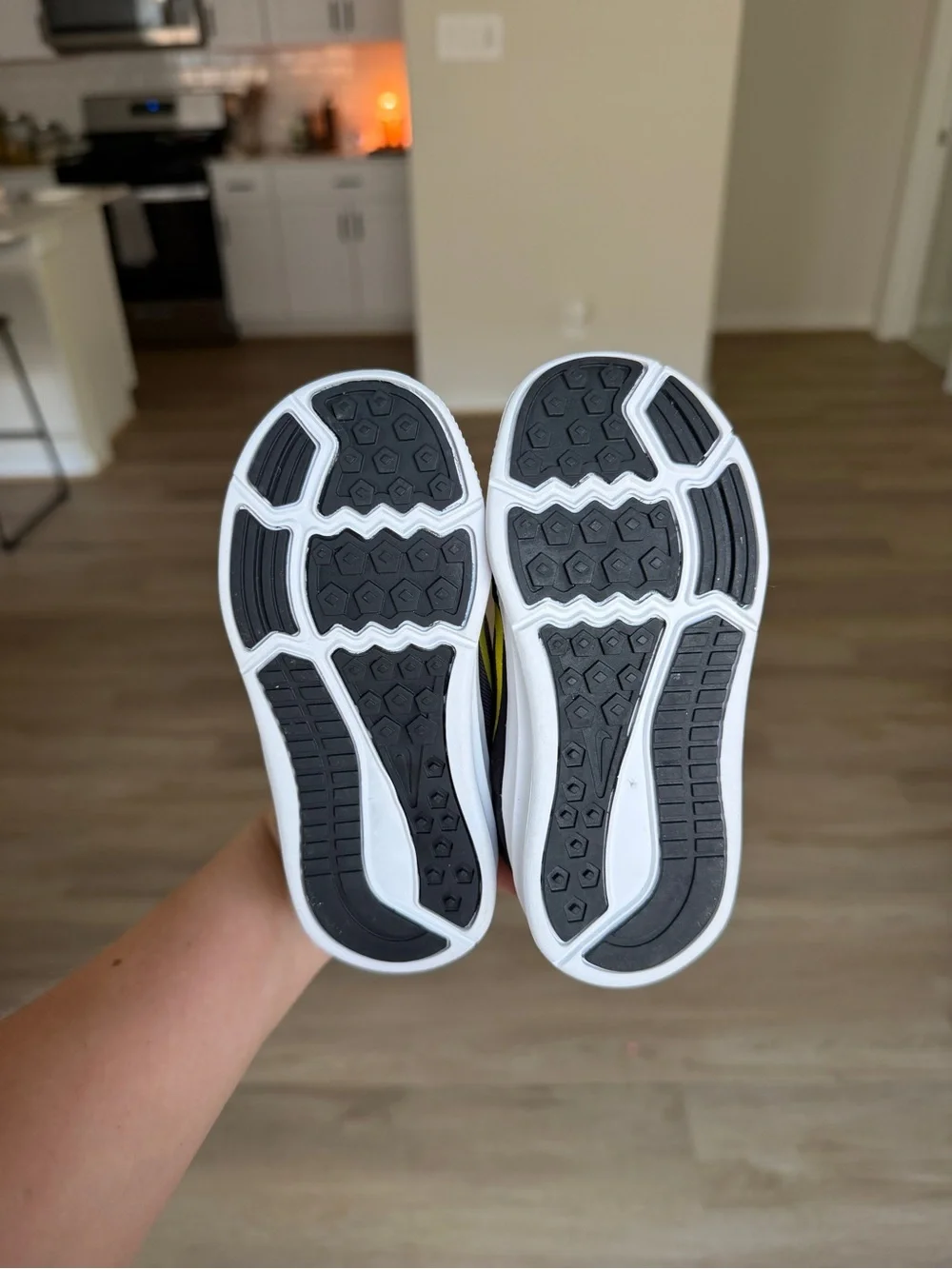Nike Kids Dark Gray and Yellow Velcro Runner
